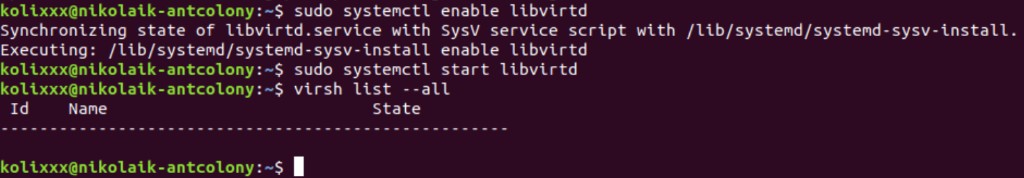 virsh list