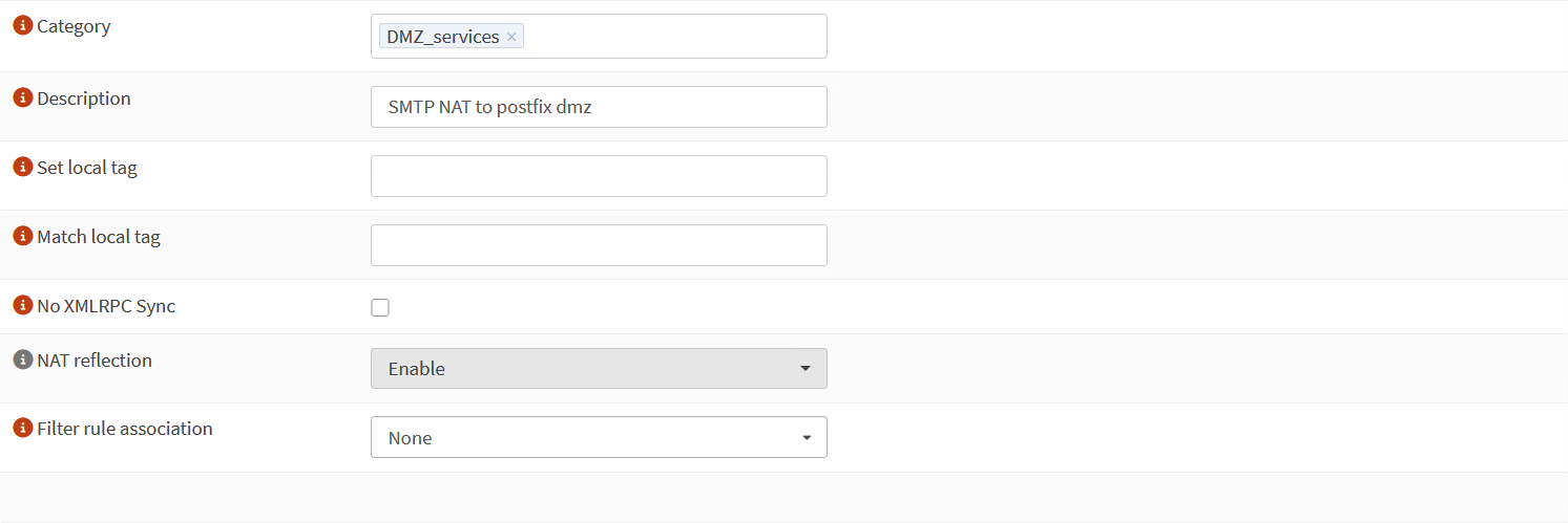 NAT: перенаправление на Postfix