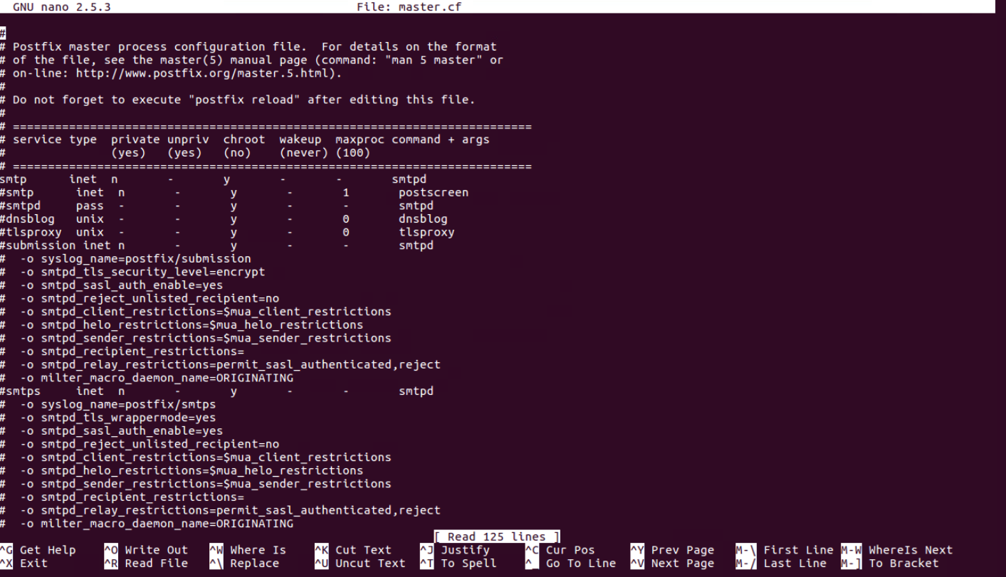 master.cf: сервис smtp